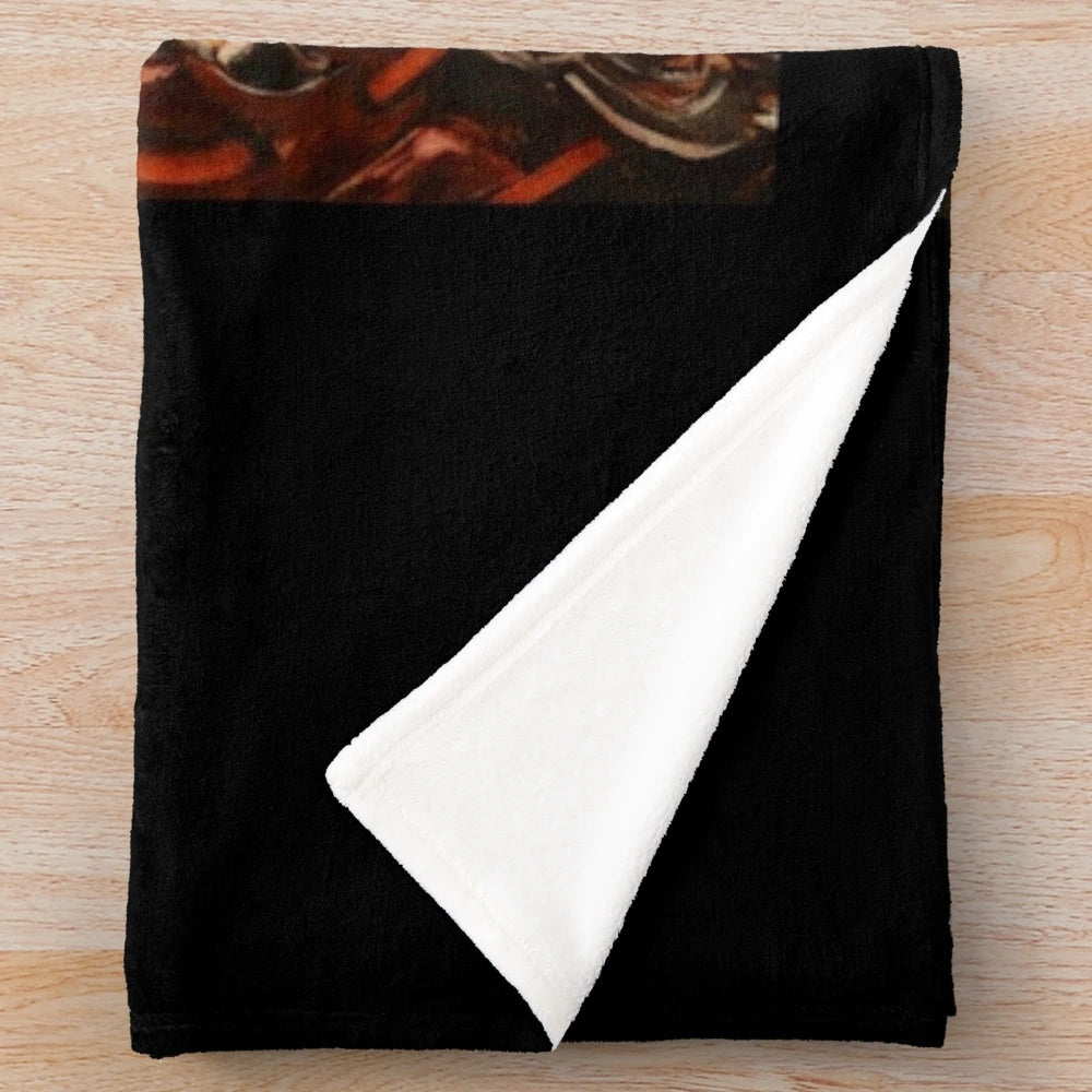 A plush blanket featuring a powerful female samurai warrior