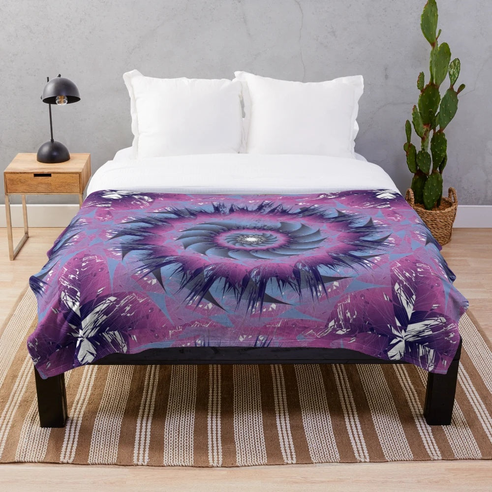 Vibrant and trendy designer's plush blanket with nature-inspired pattern