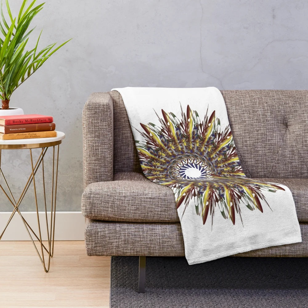 Plush blanket with a vibrant, symmetrical design