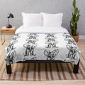 Black and white plush elephant blanket for nursery or kids room