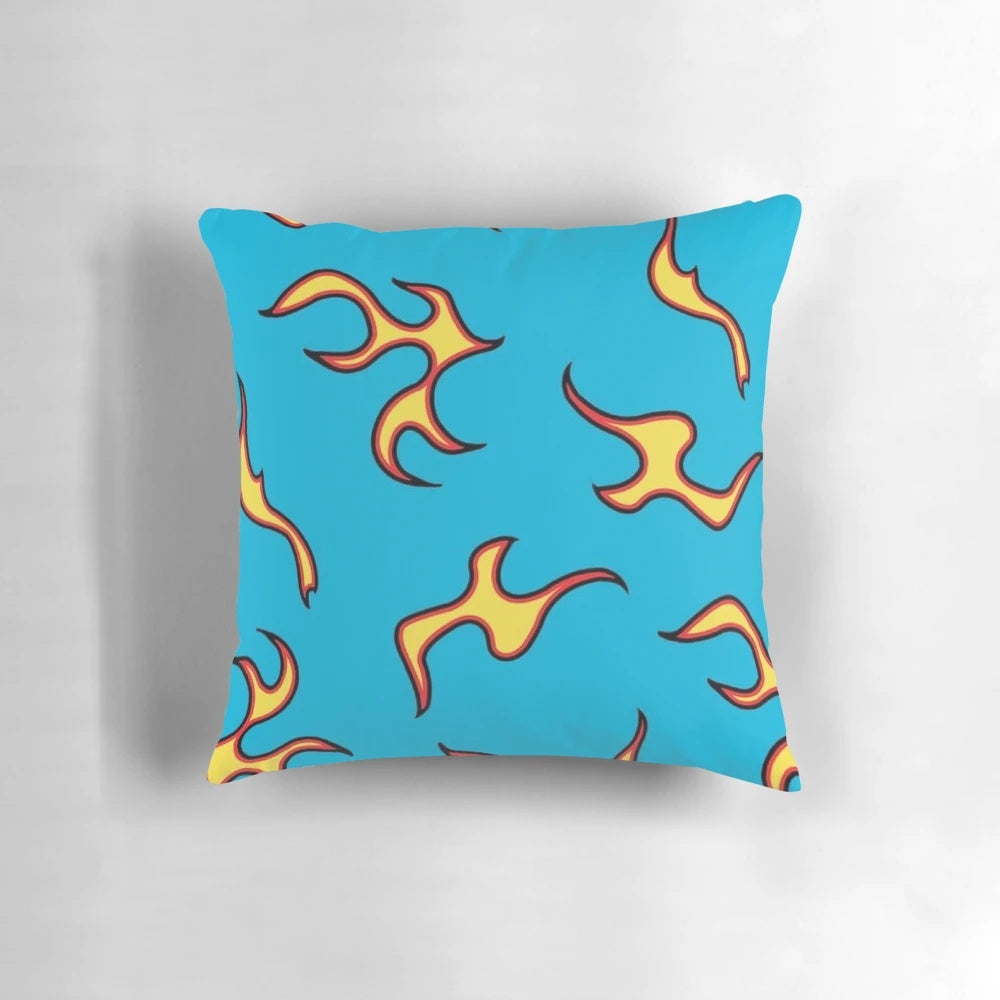 Golf Wang Blue Flames Flognaw Motors Design Pillow featuring Tyler the Creator's iconic artwork
