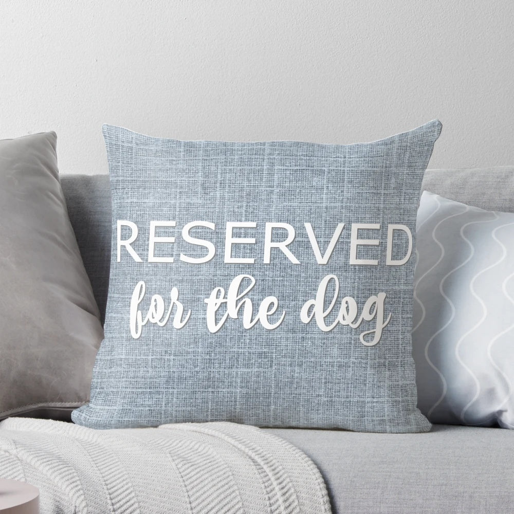 Decorative dog-themed pillow in grey and white colors