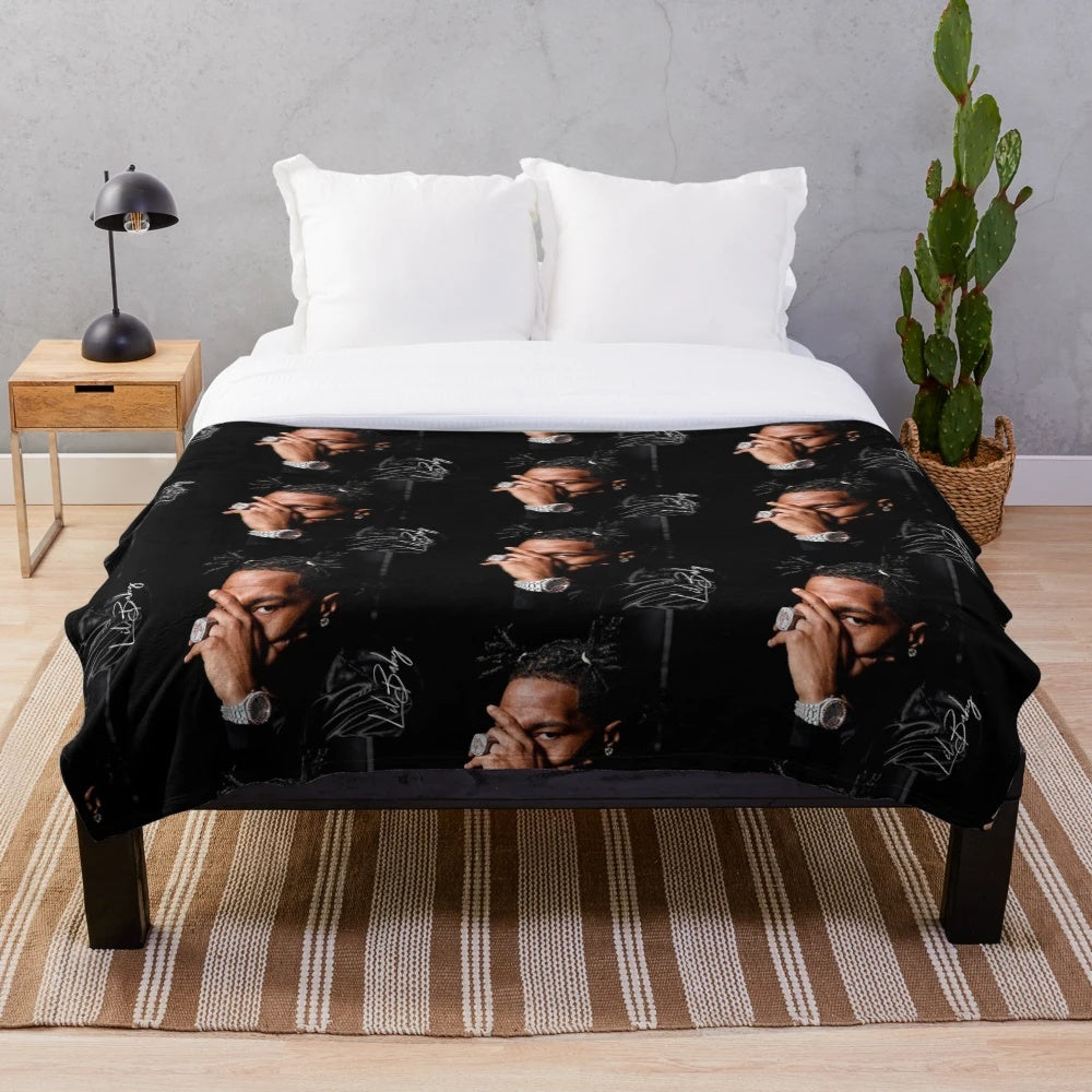 Lil Baby inspired iced out plush blanket
