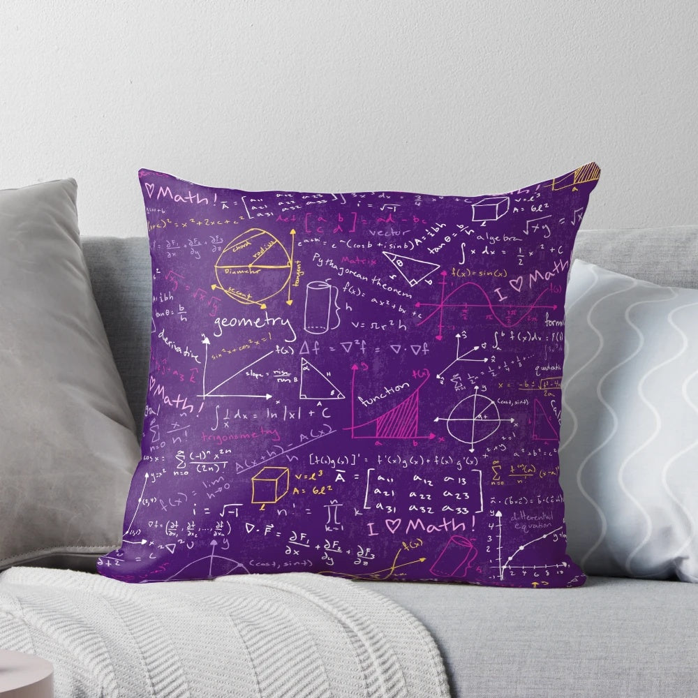 Stylish math-themed throw pillow with pi symbol and 'Math Lessons' text