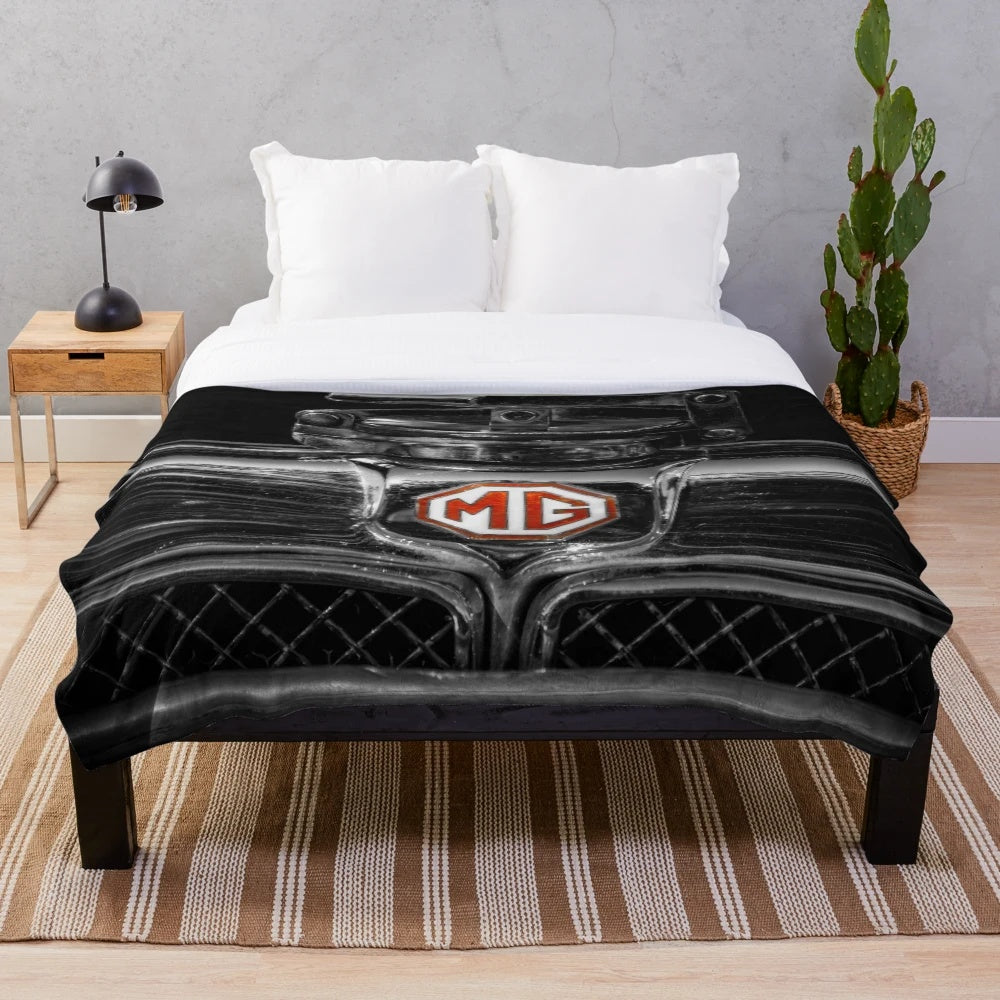 MG Car Chrome Emblem Plush Blanket