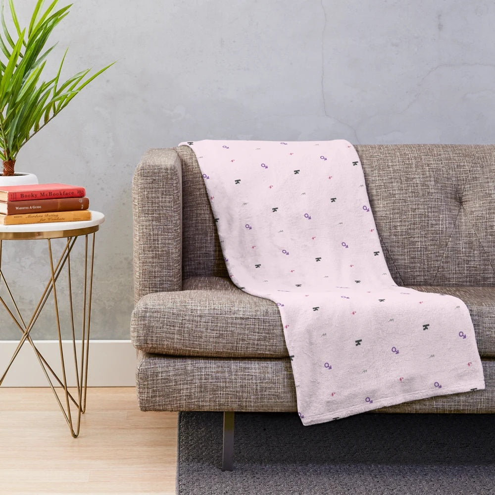 Plush blanket with patterns inspired by the popular rock band The Killers