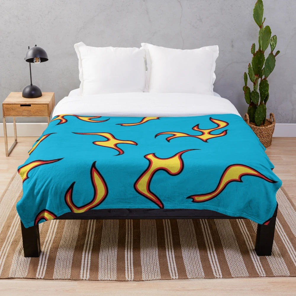 Plush blanket with GOLFWANG flames design for hip-hop and urban fashion enthusiasts