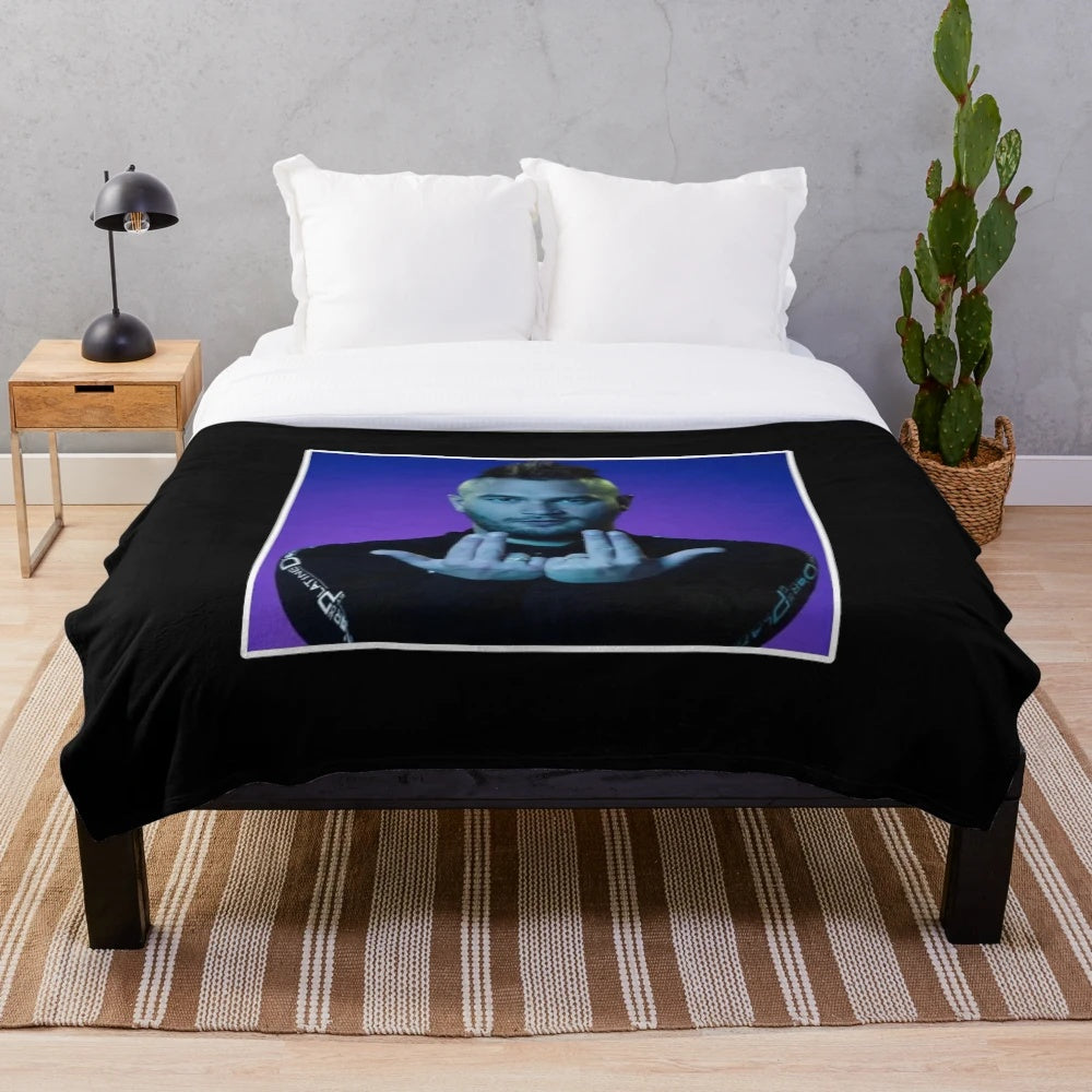 Cozy plush blanket featuring a design inspired by the Jul sign, perfect for music and rap fans.