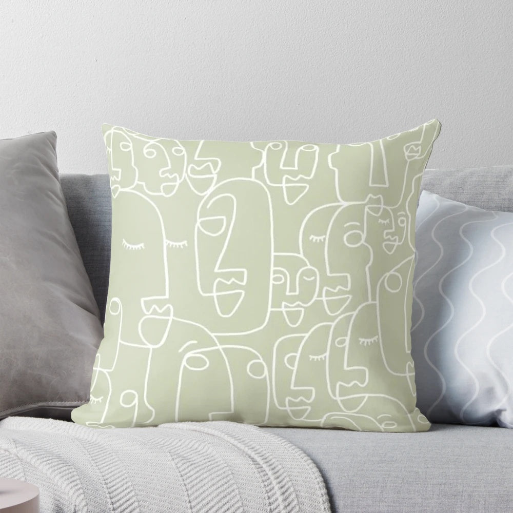 Sage green minimalist pillow for home décor