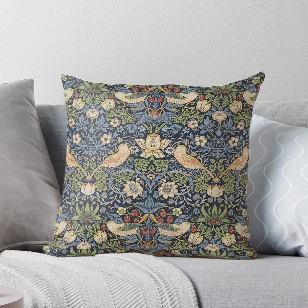 Beautifully designed William Morris inspired strawberry thief pattern pillow