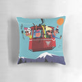 Cozy pillow with a vintage-inspired illustration of the Val D'Isere ski resort in the French Alps.
