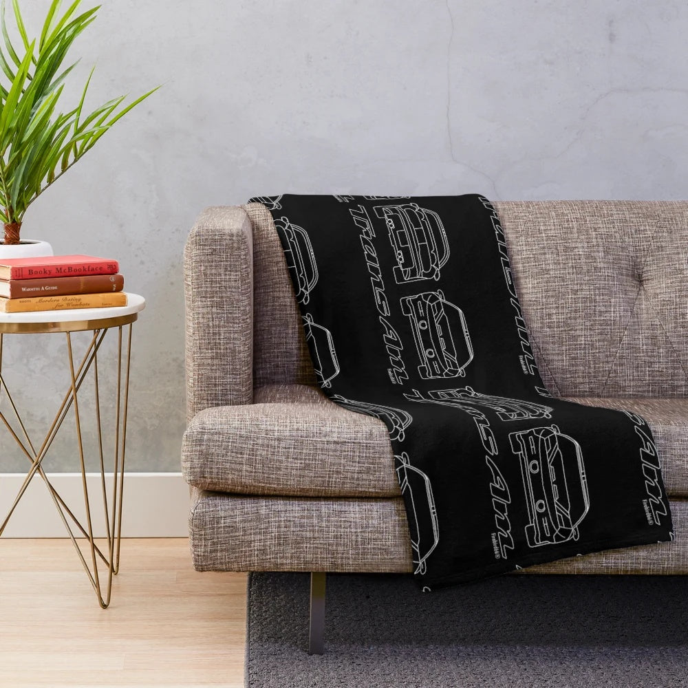 Stylized Trans Am Inspired Plush Blanket with Pontiac Firebird Design