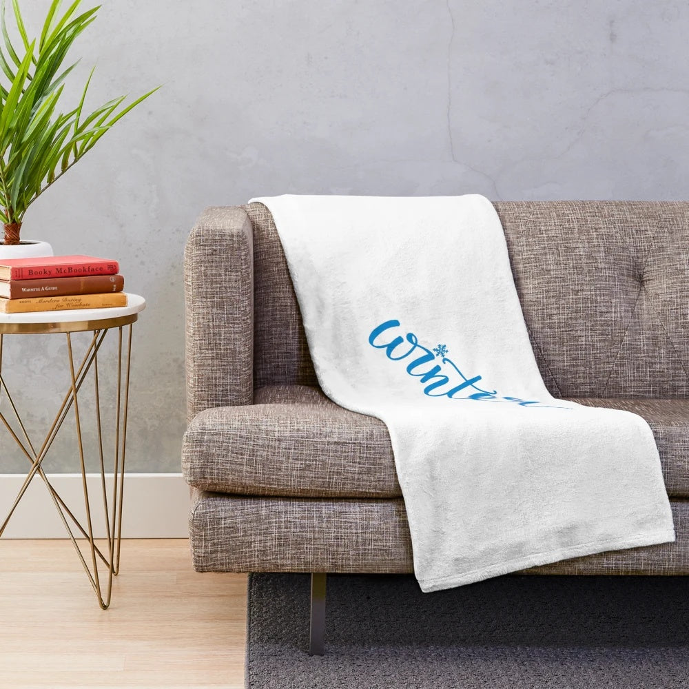 Stylized winter plush blanket with polygon mosaic crystal ice design