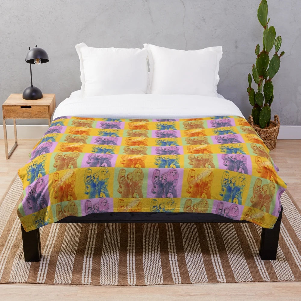 Sugababes-inspired plush blanket with the band's iconic pattern design