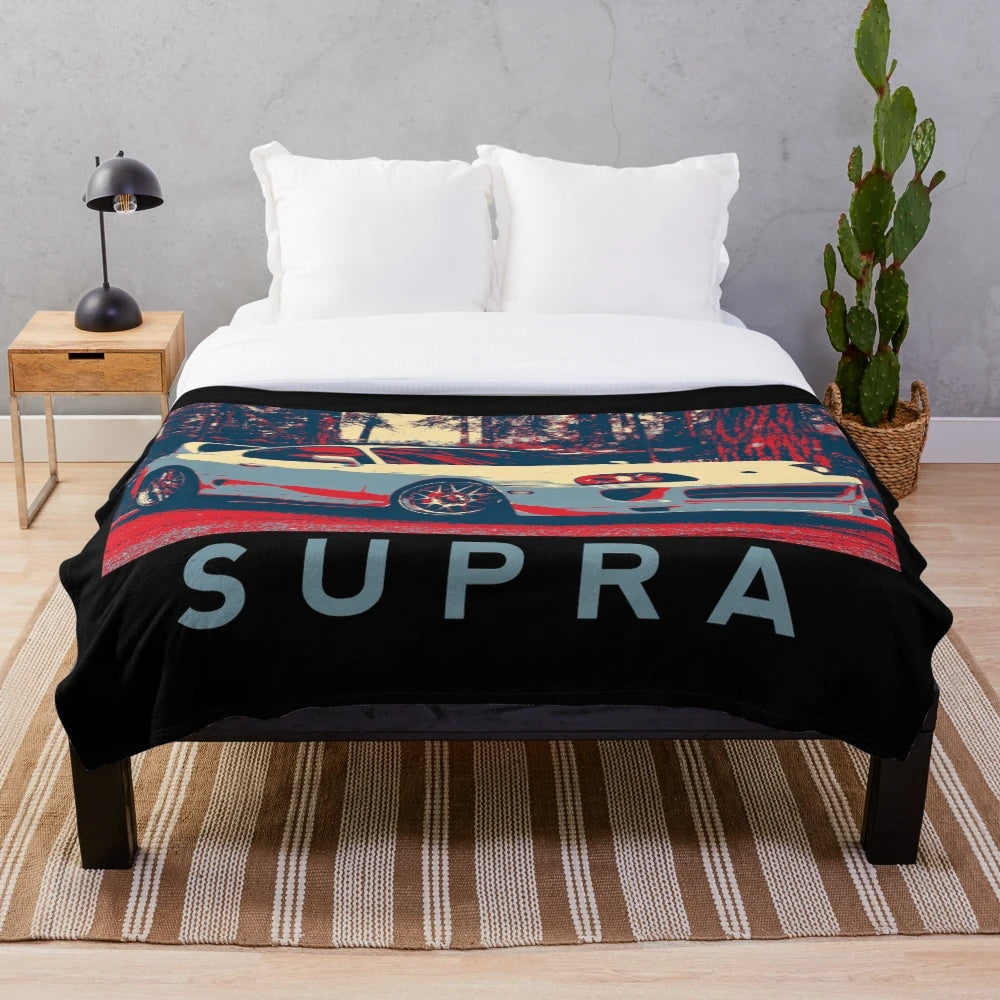 Toyota Supra inspired plush blanket