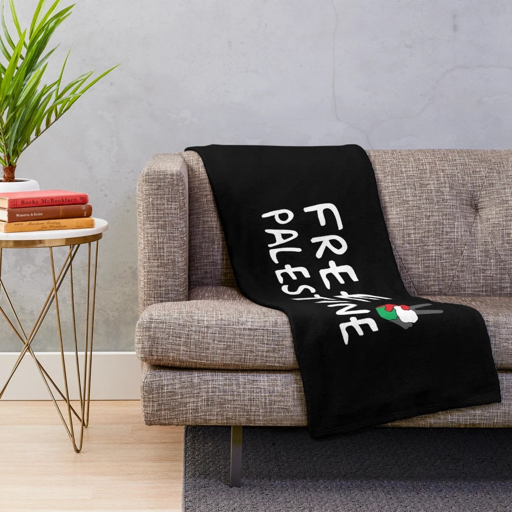 Palestine plush blanket with arabic calligraphy and flag design