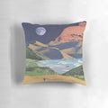 Surreal vintage landscape collage art featuring a dreamy, nature-inspired design on a throw pillow.
