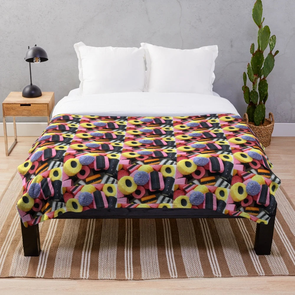 Liquorice Allsorts plush blanket with soft and cozy design