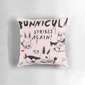Bunnicula Strikes Again! Pillow featuring a spooky vampire rabbit design
