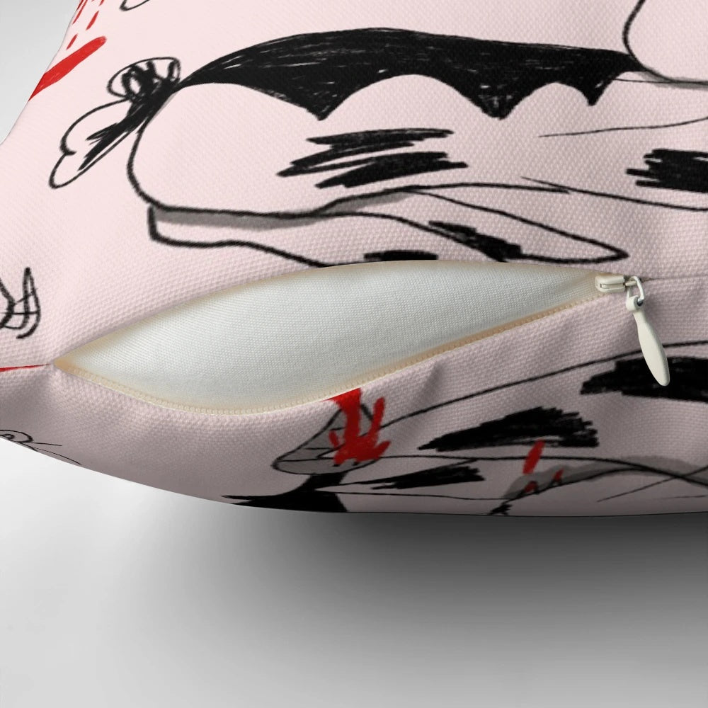 Bunnicula Strikes Again! Pillow featuring a spooky vampire rabbit design