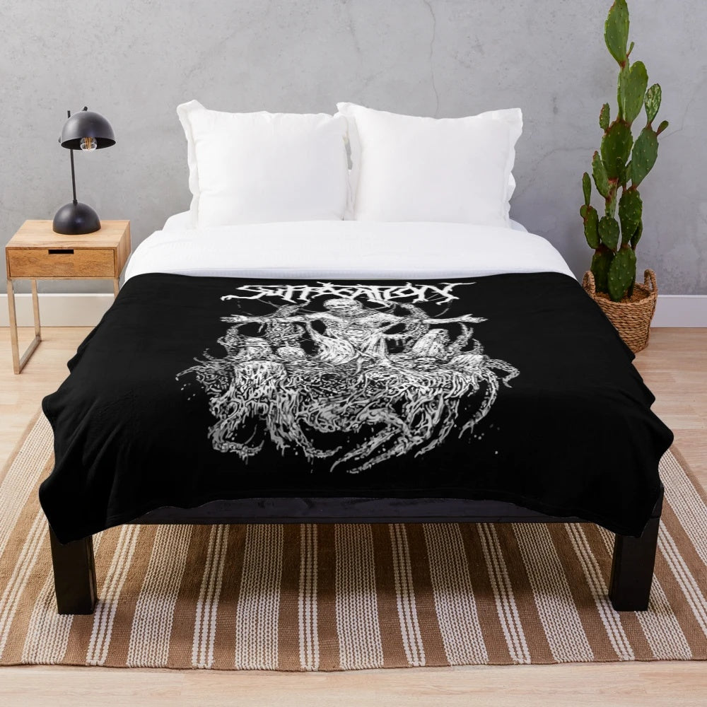 Plush blanket featuring heavy metal music design