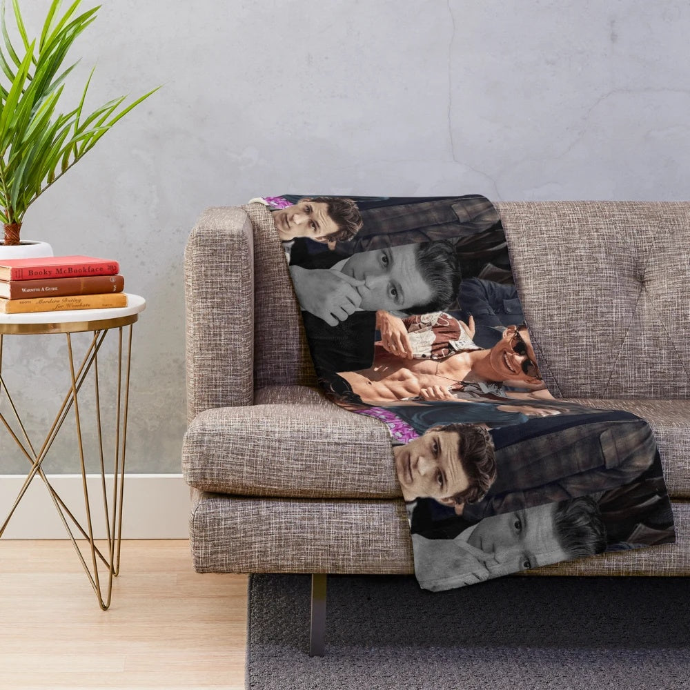 Plush blanket featuring a collage of photos of actor Tom Holland