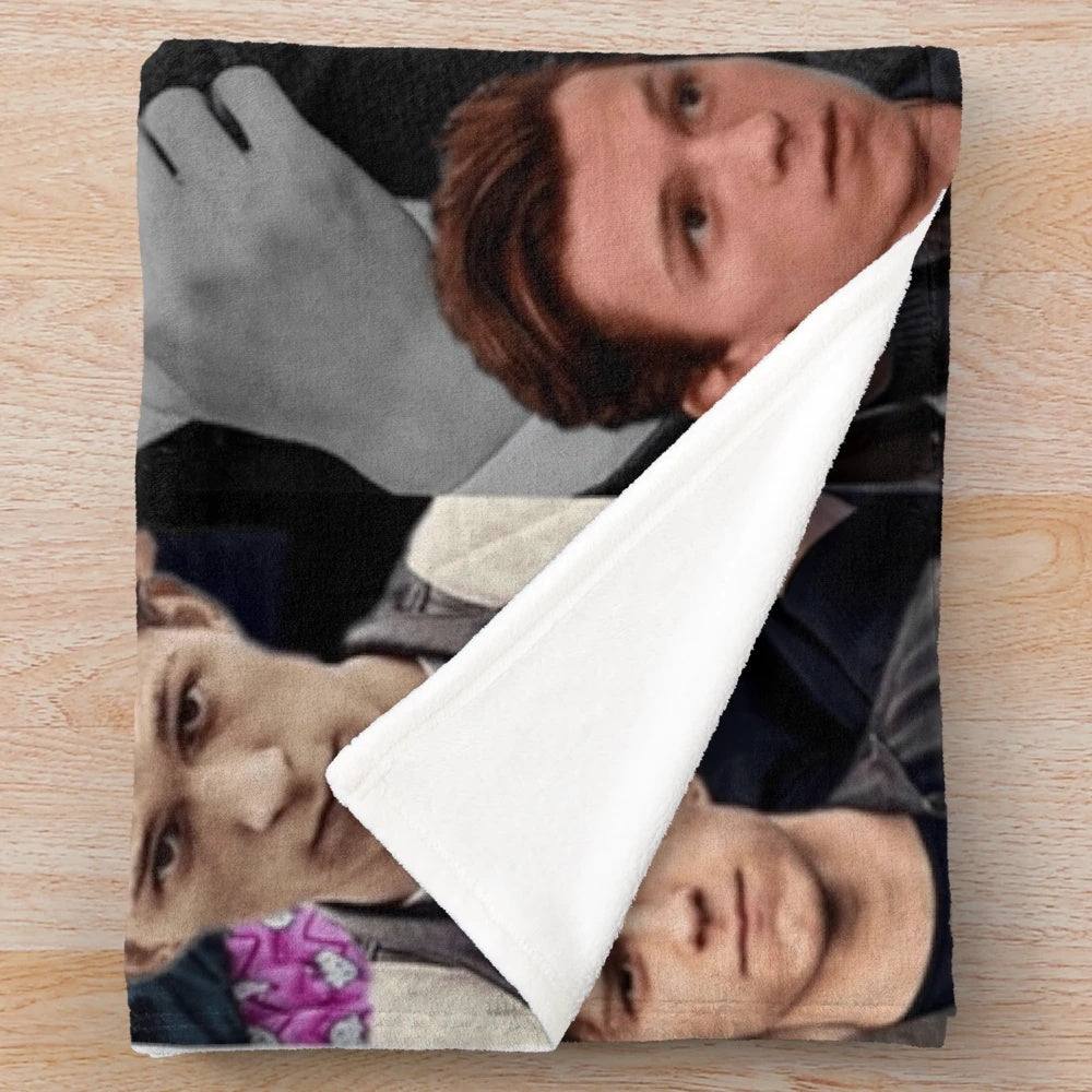 Plush blanket featuring a collage of photos of actor Tom Holland