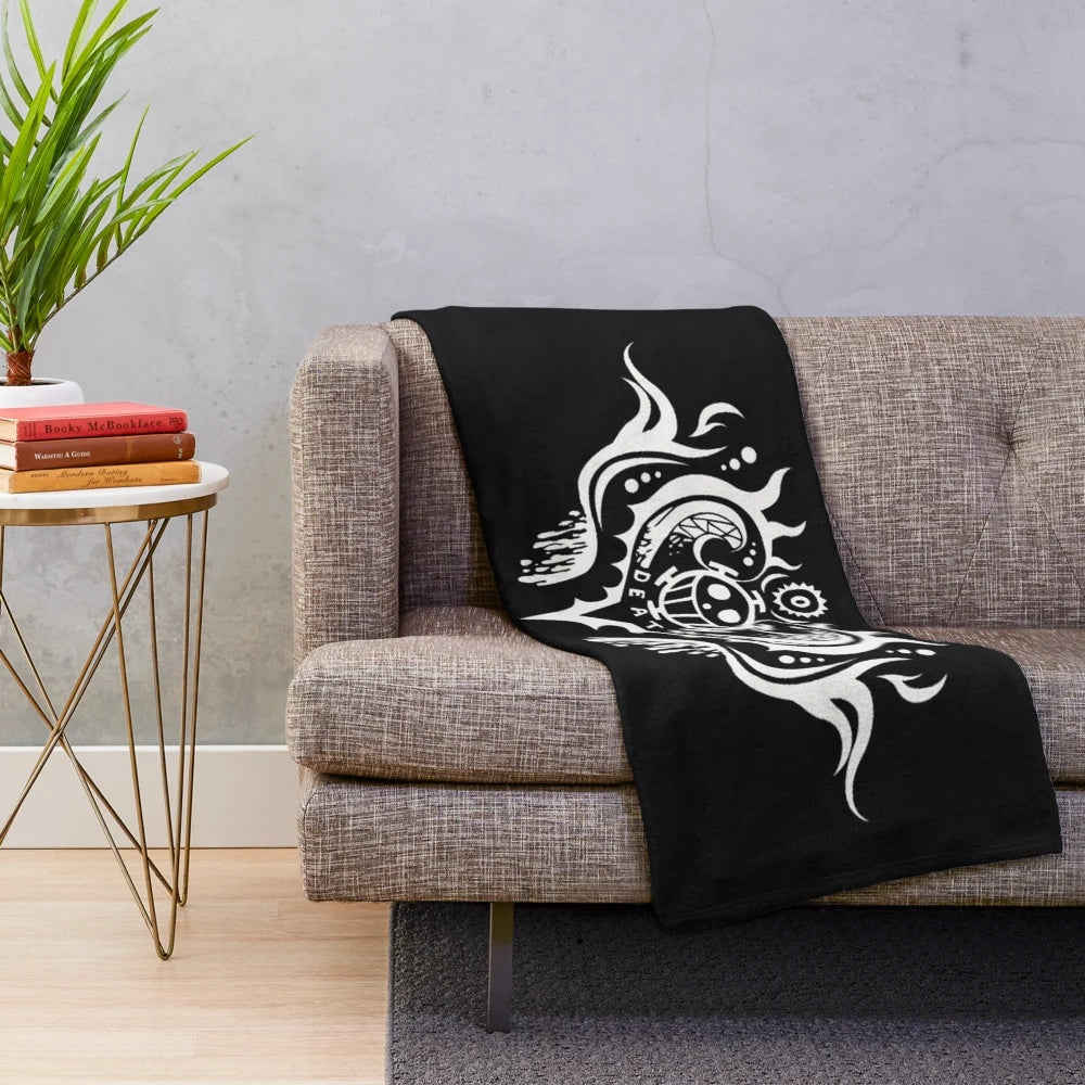 Trafalgar Law inspired plush blanket with one piece pirate flag design
