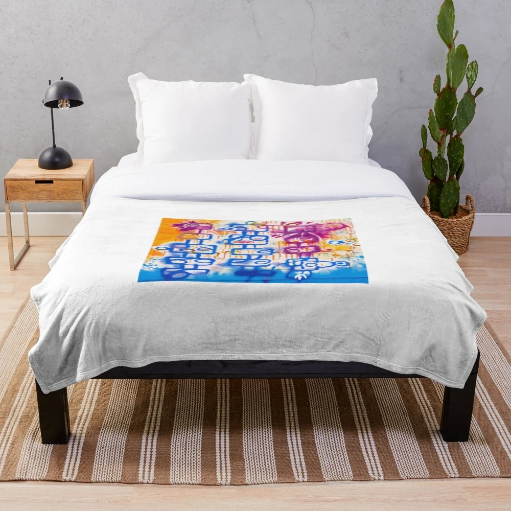 Mandala design plush blanket with abstract acrylic pattern