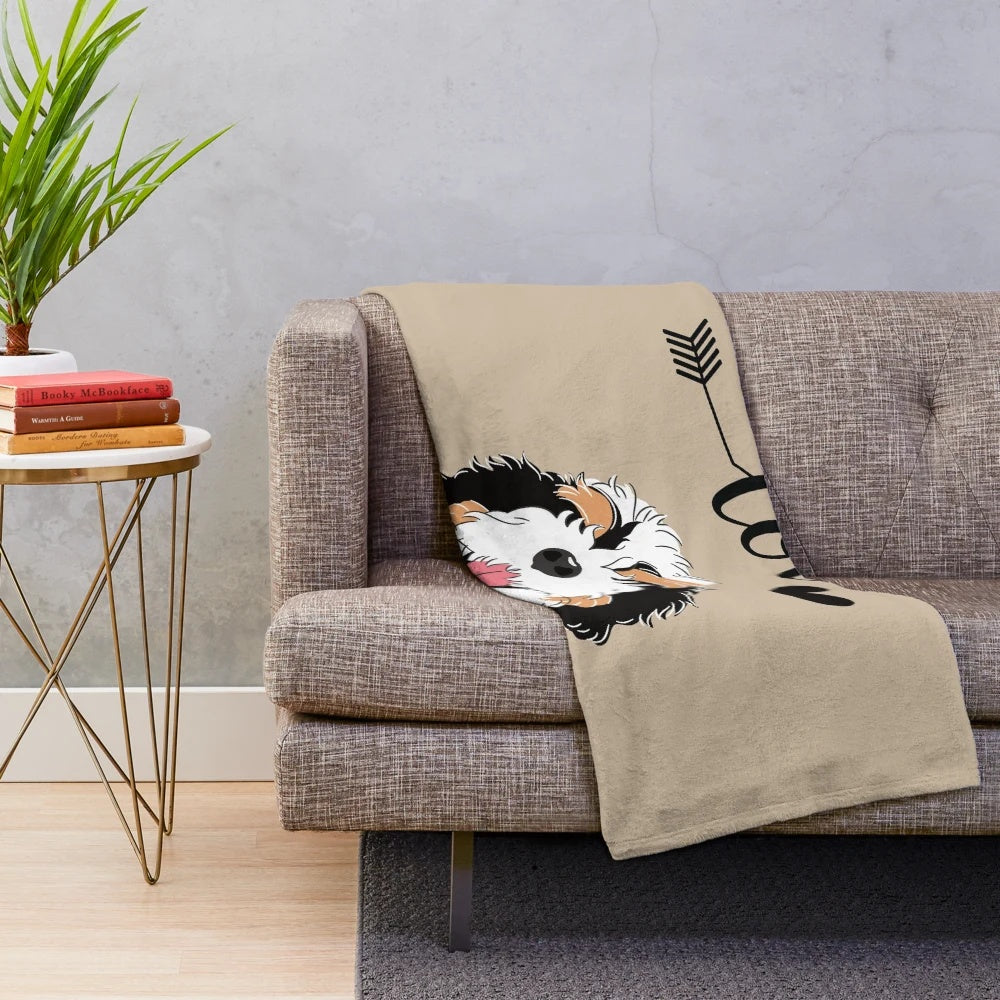 Soft and cozy tri-color bernedoodle plush blanket