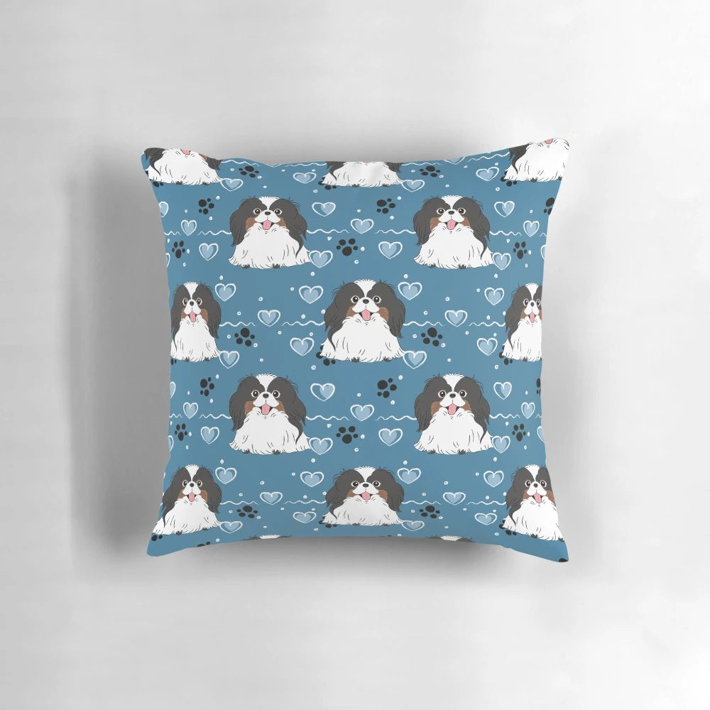 Tri-color Japanese Chin Pillow with a loving design