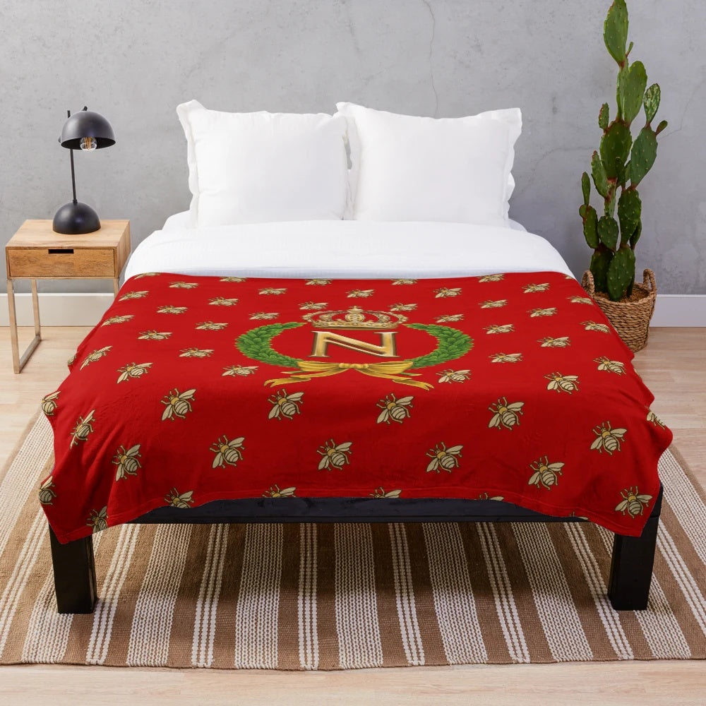 Plush blanket featuring a design inspired by Napoleon Bonaparte