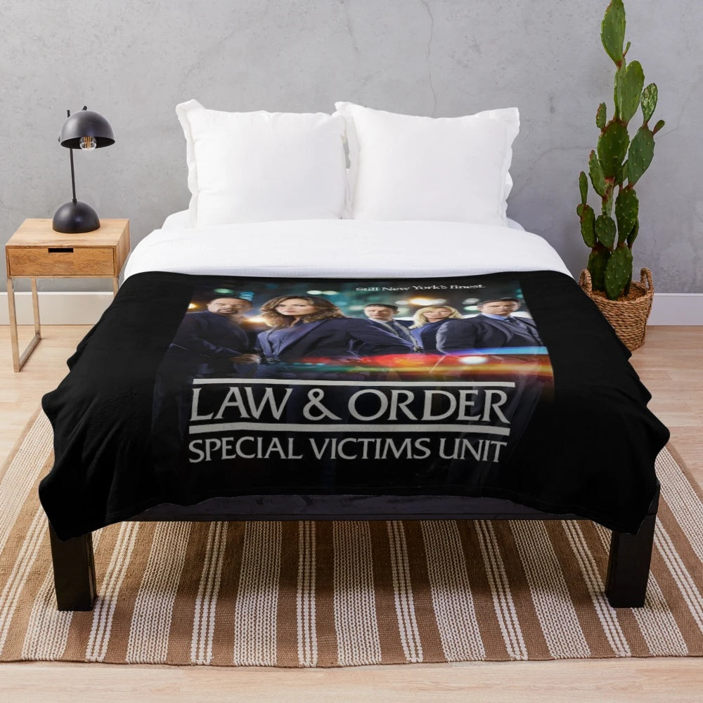 Law & Order: SVU Plush Blanket featuring Olivia Benson, Rafael Barba, and Sonny Carisi