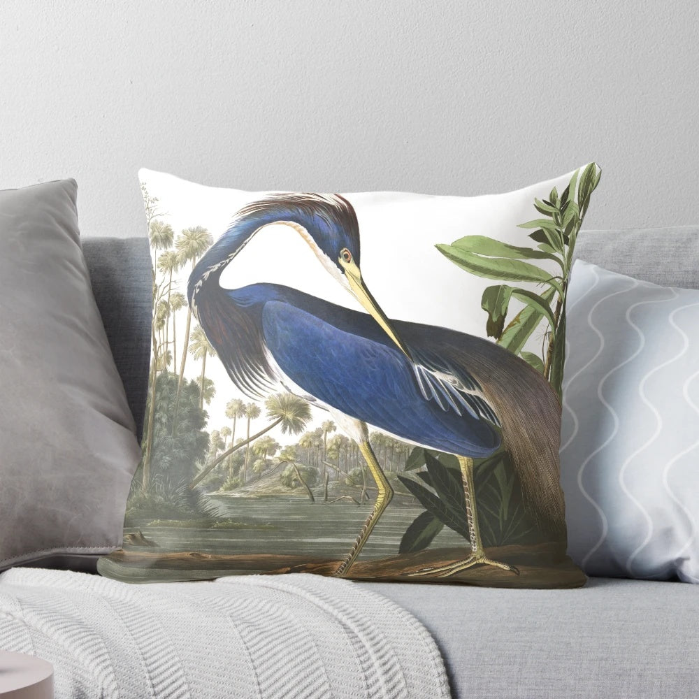 Tricolored Heron Pillow featuring John James Audubon's Artwork