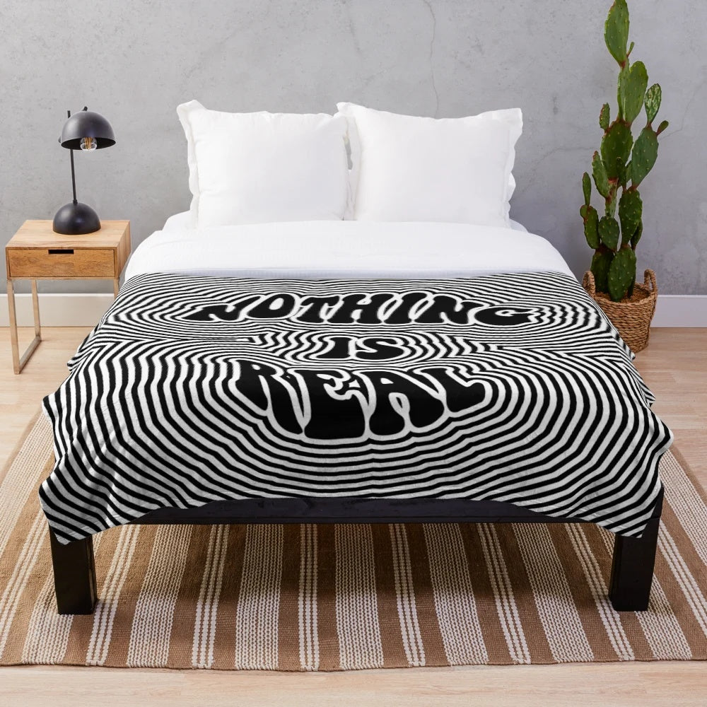 Trippy abstract plush blanket with psychedelic grunge design