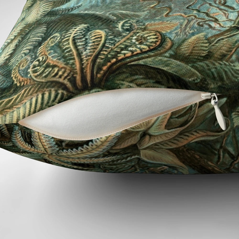 Stylish botanical vintage fern and palm tree pattern pillow for nature-inspired home decor