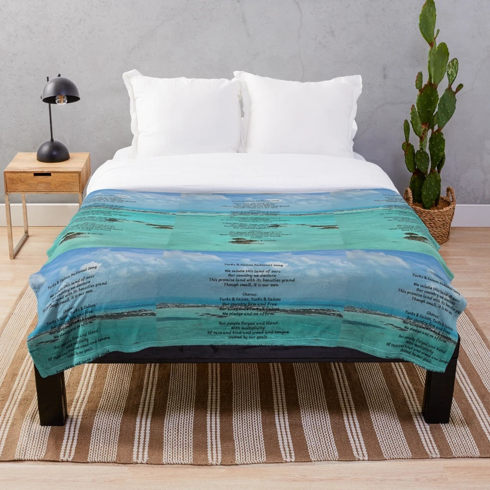 Turks and Caicos inspired plush blanket featuring the country's national song