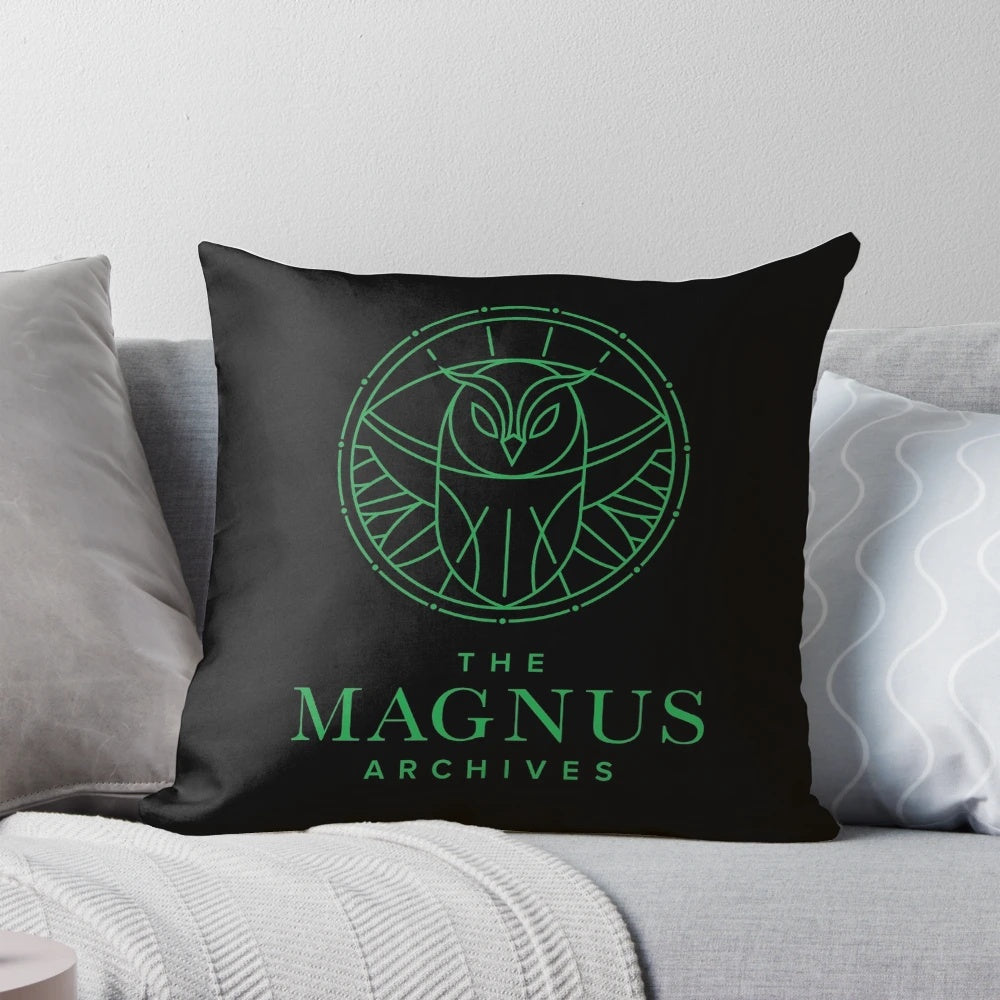 Cozy all seeing owl-themed pillow for horror podcast and fiction enthusiasts