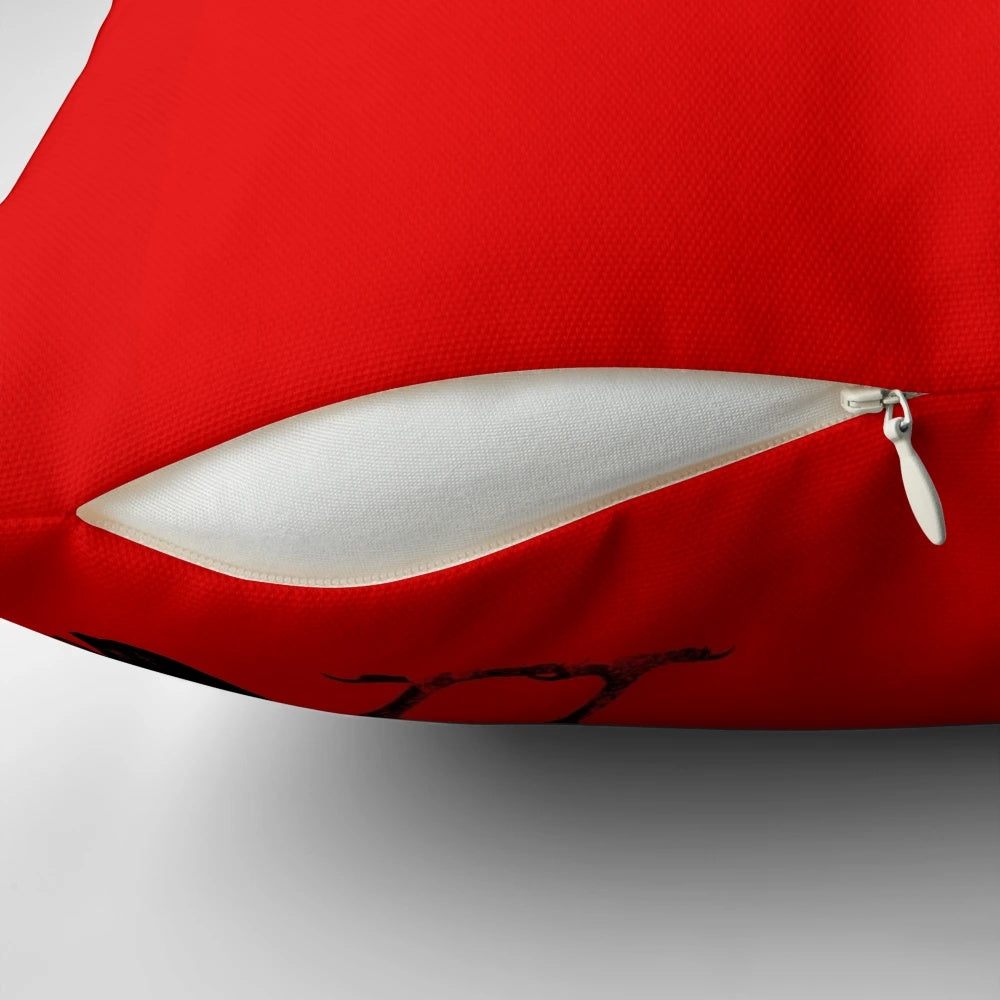Laser-printed crow design on a plush, high-quality pillow for a spooky, retro-inspired look.