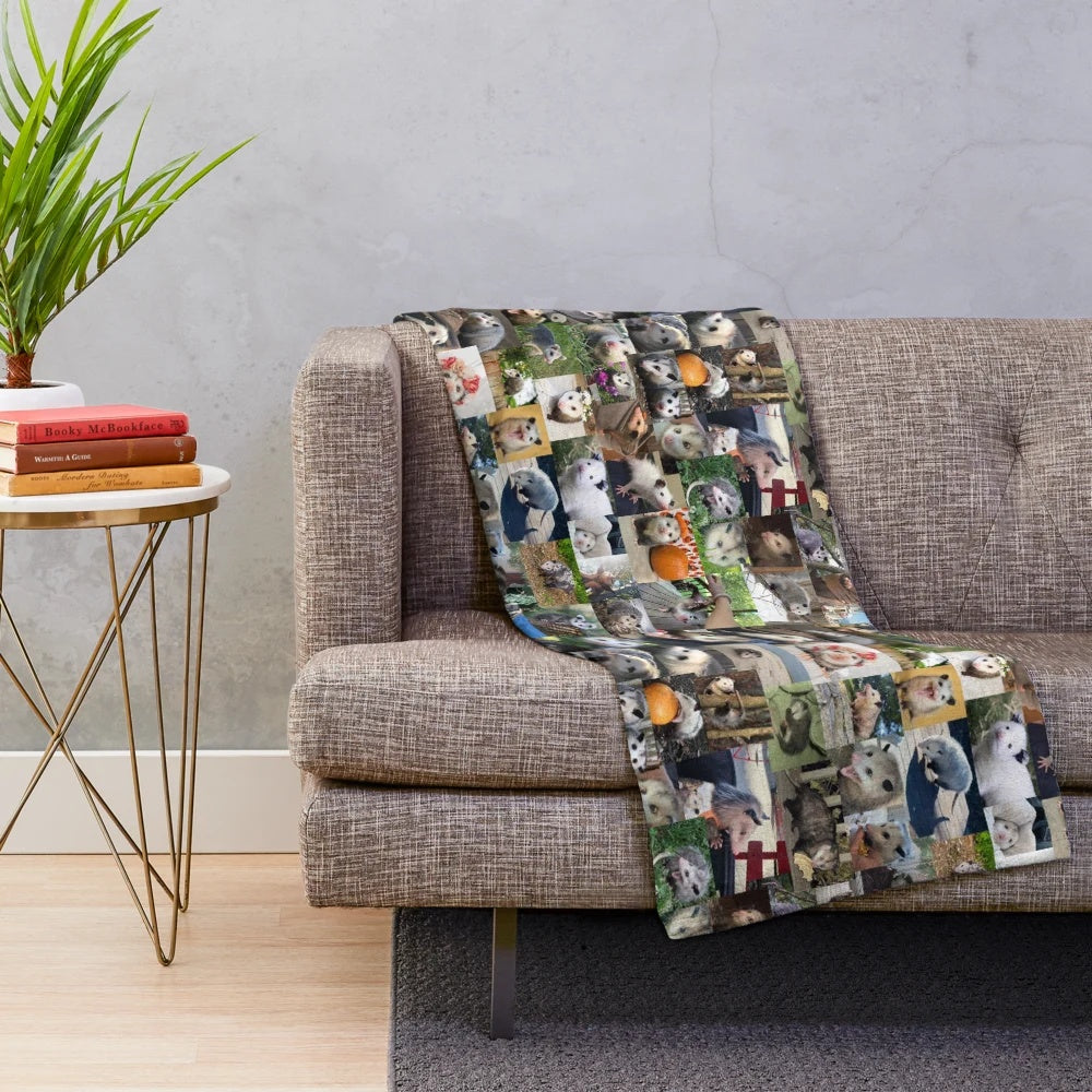 Unique possum and opossum themed plush blanket in 4K resolution