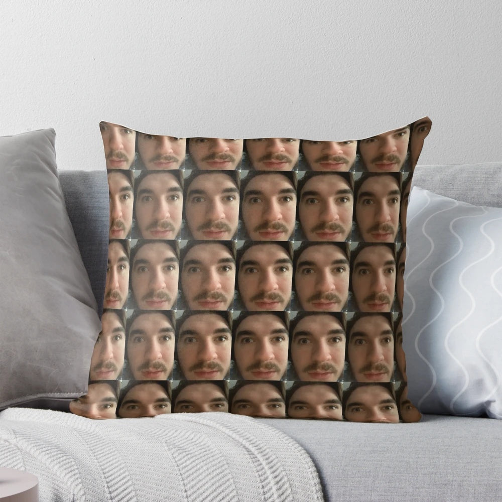 A colorful and whimsical pillow inspired by the popular internet personality jschlatt.