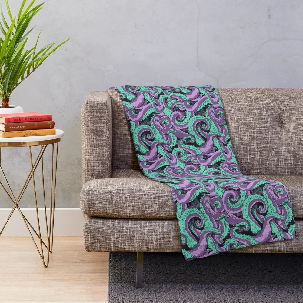 Vibrant tentacles plush blanket with a colorful ocean-inspired design