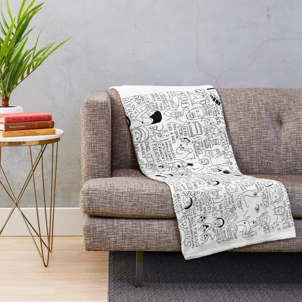 Plush blanket featuring a vine compilation-inspired original art design
