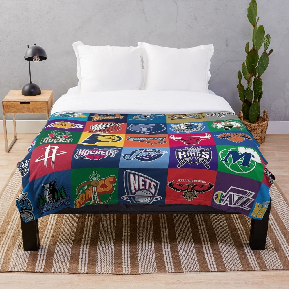 Cozy basketball themed plush blanket featuring USA and basketball graphics