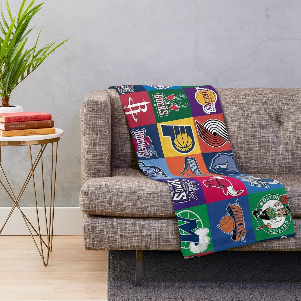 Cozy basketball themed plush blanket featuring USA and basketball graphics