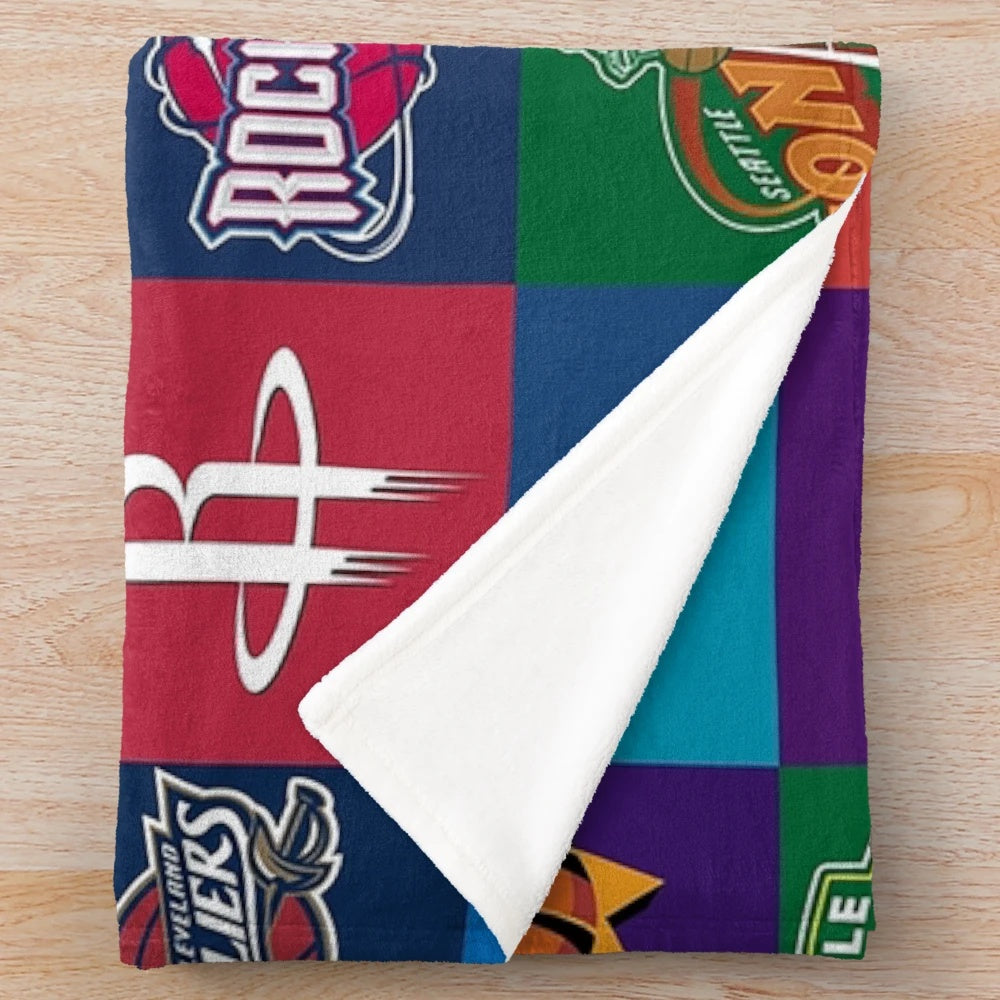 Cozy basketball themed plush blanket featuring USA and basketball graphics