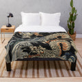 Utagawa Kuniyoshi inspired dragons plush blanket featuring mythical Japanese artwork