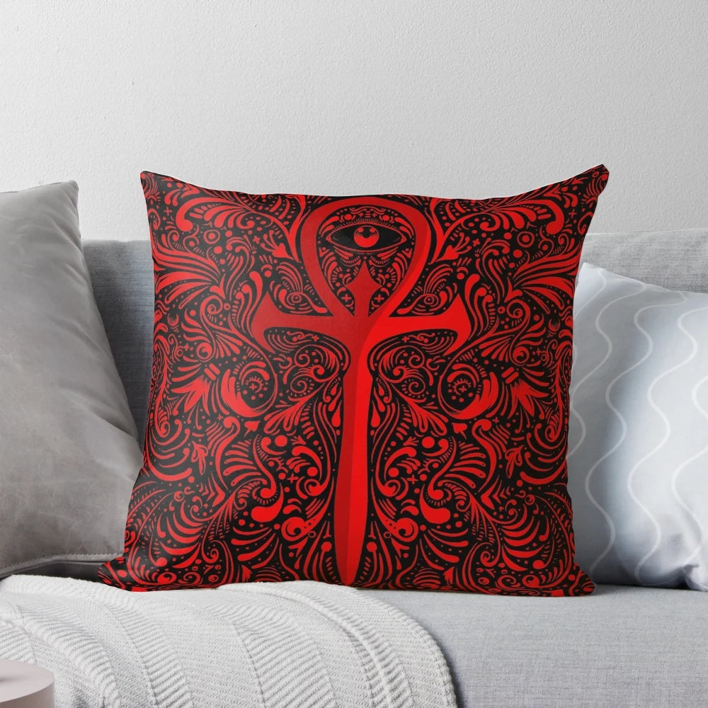 The Masquerade Pillow featuring an ankh and gothic, vampire-inspired design