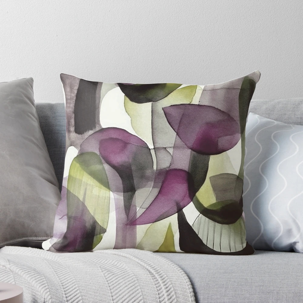 Colorful abstract watercolor pattern on a modern throw pillow for home decor