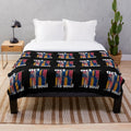 Colorful and vibrant plush blanket with artistic patterns and designs